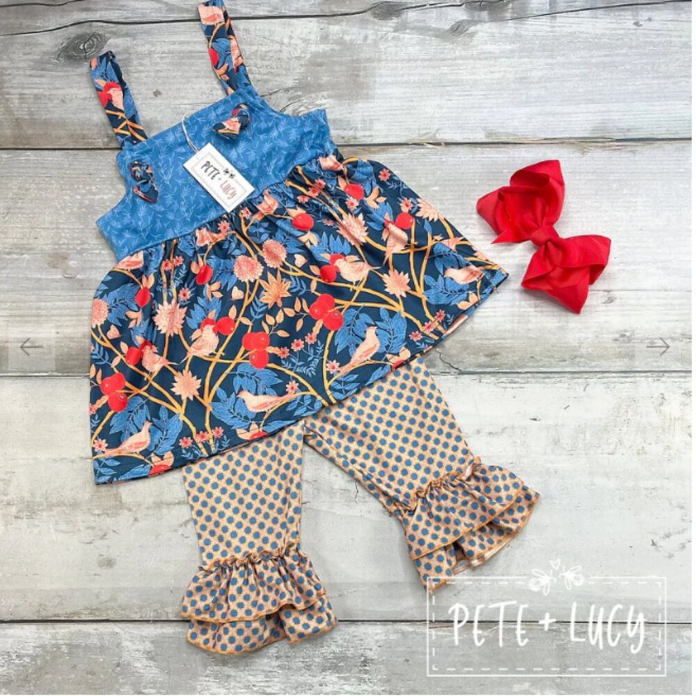 Pete + Lucy Tangerine Birds - 2pc Set